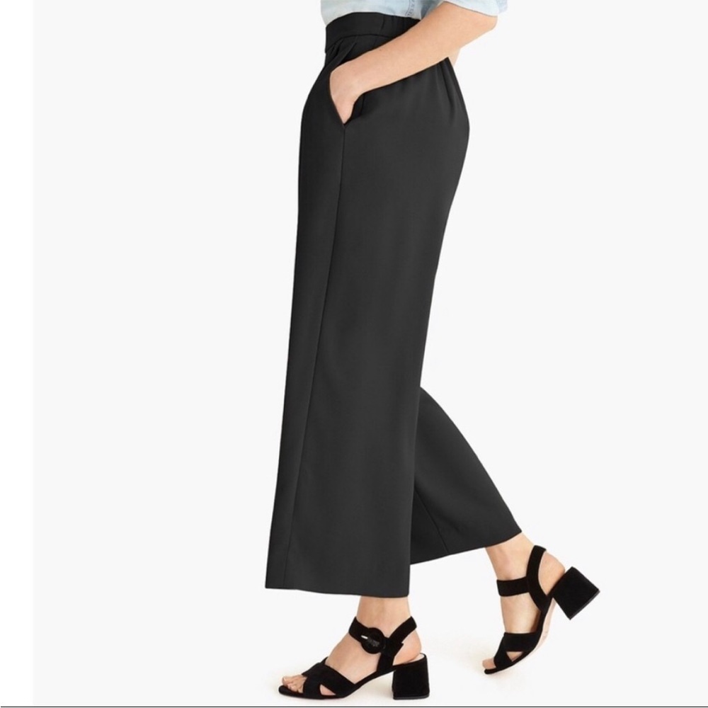 J. Crew 365 Wide Leg Black Crepe Pants